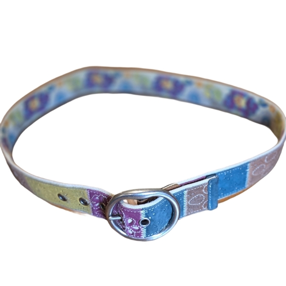 Fossil Vintage Patchwork Suede Boho Belt with Silver Buckle 32" - 36" Waist - Picture 4 of 16